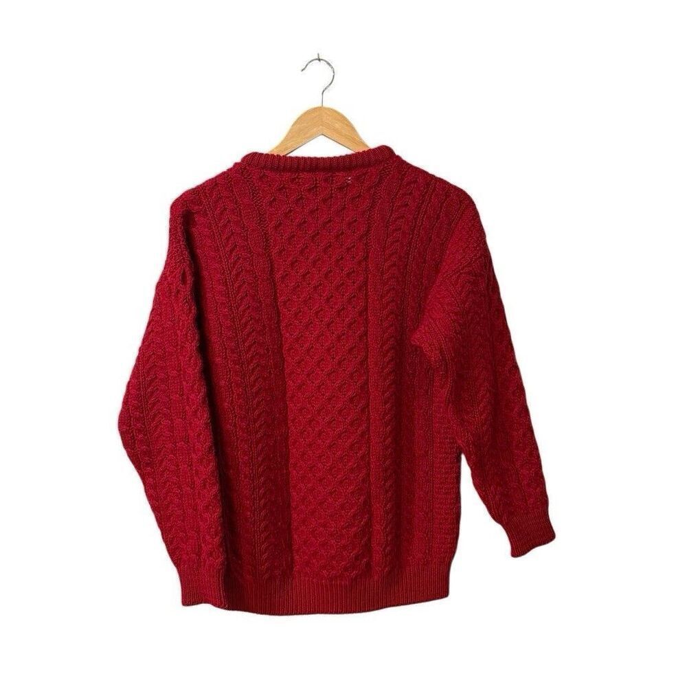Carraig Donn Fishermens Sweater Unisex  M Wool Cableknit Made in Ireland - Picture 2 of 8